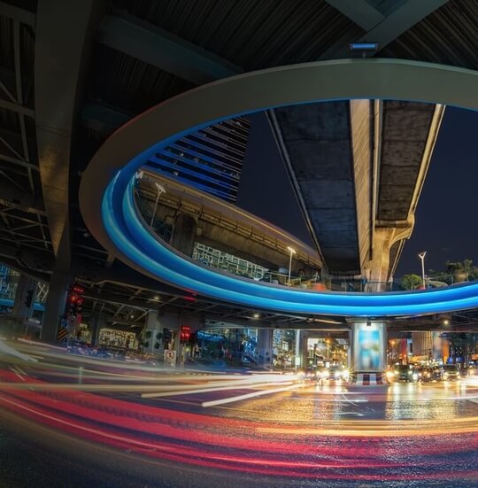 Hero Image: City at night with blurred lights