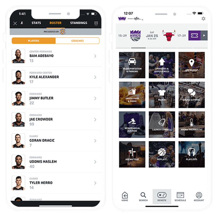 Image of Miami Heat and Sacramento Kings apps